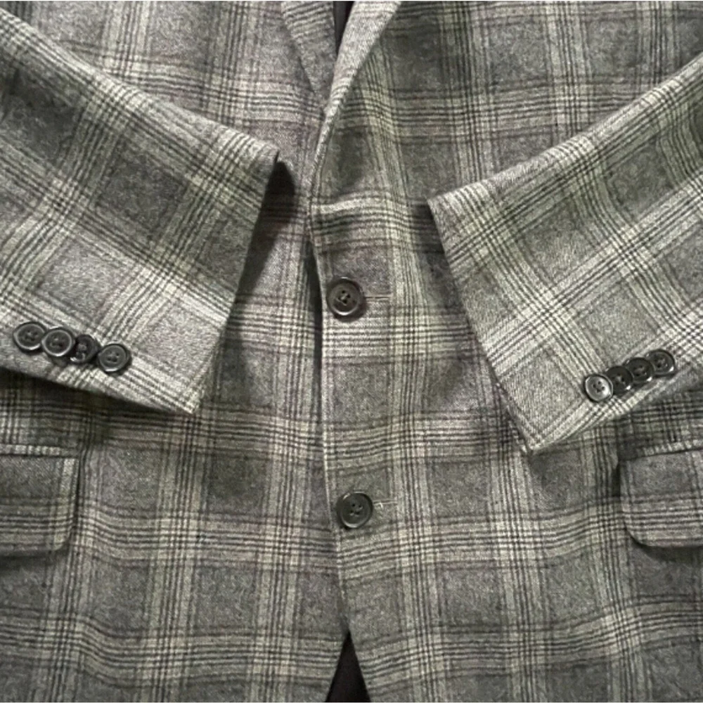 NWOT Peter Millar Sport Coat Mens 48 R Gray POW Plaid Flannel Wool Modern Canada